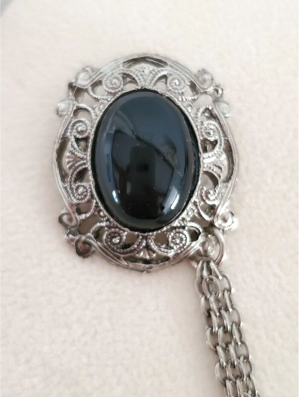Vintage Style Double Oval Chain Brooch - Picture 2 of 6